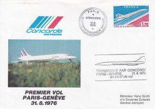 Cc213) 1976 First Flight Paris.  Geneve (paris.  Rio De Janeiro) Concorde