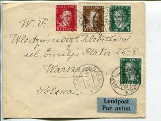 Estonia Air Mail Cover To Poland 1938