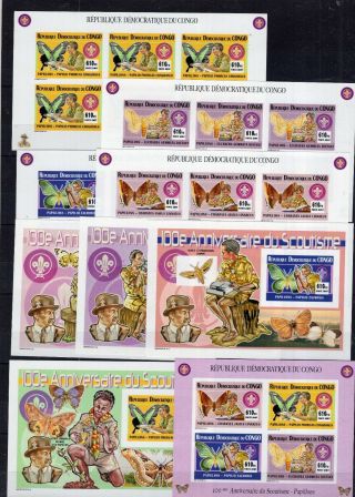 Congo - Butterfies Insects On Postage Imperf.  Stamps Mnh F112