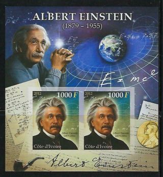 M1250 Mnh 2012 Imperf Souvenir Sheet Of 2 Famous Mathematician Albert Einstein