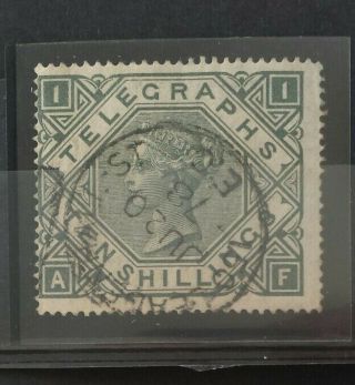 Gb Qv Sg L235 Telegraph Stamp 10s Grey - Green " Af ",  Plate 1,  Fine