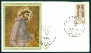 Italy Fdc 1976 Saint St.  Francis Of Assisi Asis First Day Cover Ef14