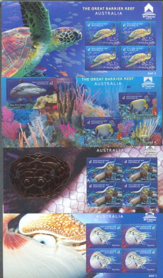 Australia Macau Show - Great Barrier Reef Set Of 4 Min Sheets Fine Cto 2018