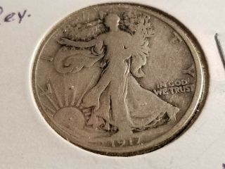 1917 S Walking Liberty Silver Half Dollar,  Reverse,  Inv02 H80