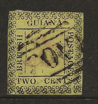 British Guiana Sg 121 1862 Type 12 2c Yellow Fine