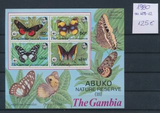 Gx03371 Gambia 1980 Flora Insects Butterflies Sheet Mnh Cv 125 Eur