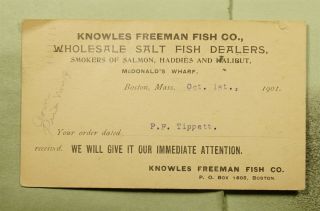 Dr Who 1901 Boston Ma Postal Card Advertising Salt Fish Co E56043