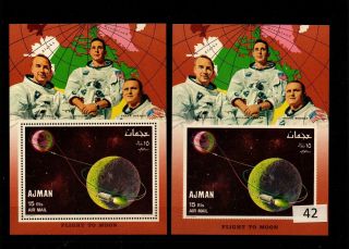 / Ajman - Mnh - Space - Spaceships - Perf,  Imperf - Moon - Maps - Astronauts