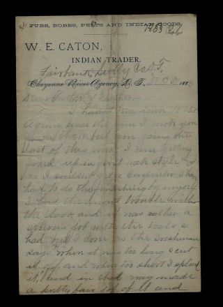 1883 Dakota Territory - INDIAN TRADER LETTER,  Describes Living Conditions 2