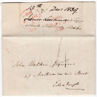 1839 Dec 13th Glasgow Handstruck 4 James Leechman Letter Re Railway Stocks