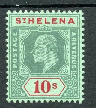 St Helena 1908 - 11 10s Green And Red On Green Sg70 Fine Mm