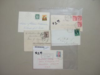 Five Small Envelopes Covers:france,  Gb,  Us,  Norway W/label