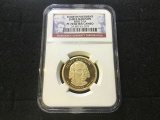 2007 - S James Madison 4th Presidential Dollar Ngc Certified Pr70 Ultra Cameo 448