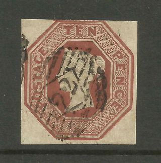 1847/54 Sg 57 10d Brown Embossed Issue Cut Square 3 Margins,  Fine {1430 - 51}