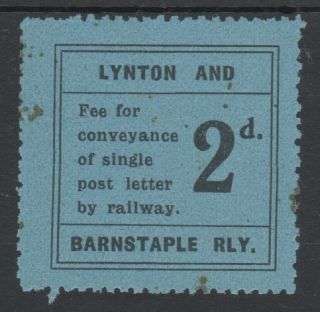 Lynton & Barnstaple Railway 1911 2d Black On Blue Letter Fee Stamp Mnh