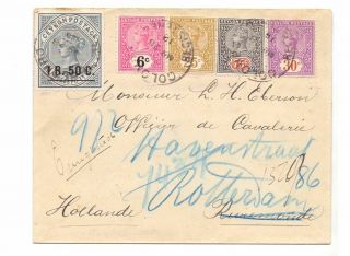 Ceylon 1900 Cover To Holland 6c,  25c,  75c,  30c,  1r50