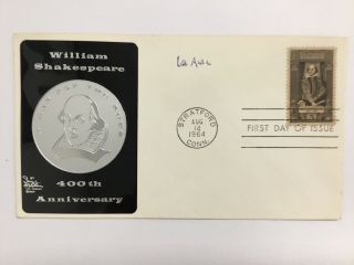 W H Auden Signed 1964 Shakespeare Fdc