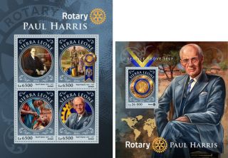 Sierra Leone Rotary Club Paul Harris Mnh Stamps Set 2 Sheets