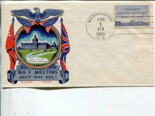 Usa Wwii Big 3 Meeting Cover Washington Aug 1 1945,  Not Mailed