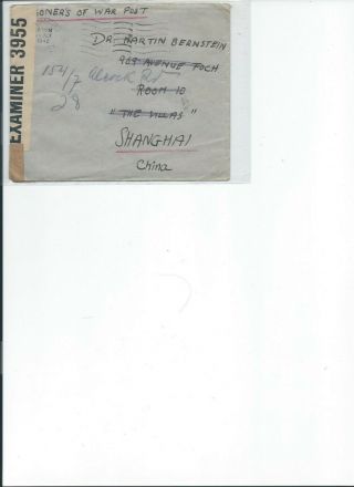 Censored Prisoner Of War Mail From Great Britain To Shanghai China 1942