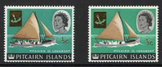 Pitcairn Islands 1967 ½c On ½d With Deep Brown Omitted Sg 69a Mnh.
