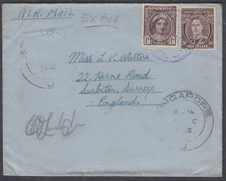 1945 Australia Stamps; Via? Or From? Singapore To Surbiton,  Surrey; Stb Ex Pw?