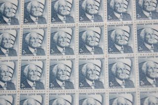 Postage Stamps Full sheet Frank LLoyd Wright 2 cent & pen & Quill 1 cent 2