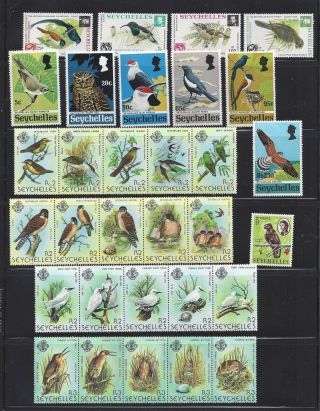 Seychelles 1970s - 1980s Bird Topicals,  Complete Mnh Sets,  Scv $55,