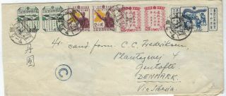 China Manchukuo 1940s Multi Franked Censored Cover To Denmark