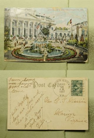 Dr Who 1907 Harris Grove Va Dpo Doane Cancel Jamestown Expo Postcard E55635