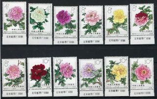 China Prc 1964 Peonies Set Of 15 Marginals With Inscriptions Mh,  S61