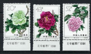 China PRC 1964 Peonies set of 15 marginals with inscriptions MH,  S61 3