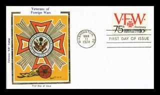 Dr Jim Stamps Us Vfw Veterans Foreign Wars Colorano Silk First Day Cover