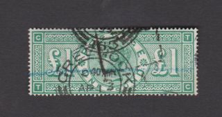1891 Gb Qv £1 Green Stamp,  Good Sg212,  Scarce