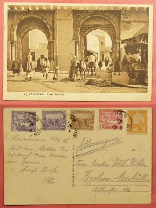 1926 Tunisia Multi Franked Postcard Kairouan View To Germany