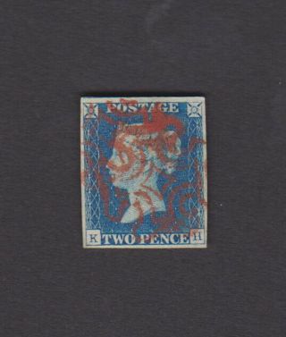 Gb Qv 1840 2d Blue Stamp,  Plate 1,  With Red Mx Cancel,  Sg Spec Ds1,  Scarce