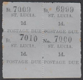 Saint Lucia Postage Due: 1930 Horiz.  Laid Paper 1d - 6827
