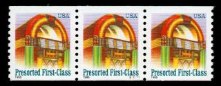 Usa,  Scott 2912,  Strip Of 3 Stamps Pnc S11111,  Juke Box,  Presorted,  Mnh