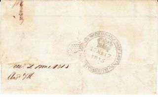 1815 Extremely Scarce Portsmouth Withdrawn Ship Letter Postmark Hampshire