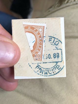 Rare 1888 Portugal Colonial Príncipe Partial Cover W/ Stamp (diagonal Bisect)