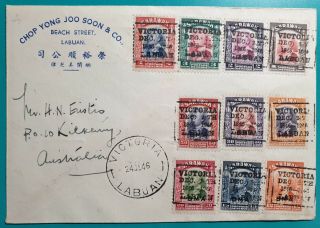 1946 Bma Malaya Labuan Sarawak Stamps Cover Pretty