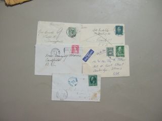 Five Covers With Small Envelopes:norway,  France,  Germany,  Gb,  Us
