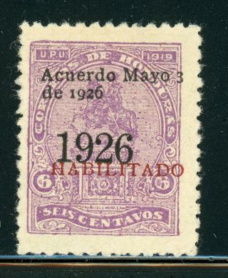 Honduras Mlh Specialized: Scott 235 6c Violet Acuerdo Ovpt,  " 1926 " Cv$20,
