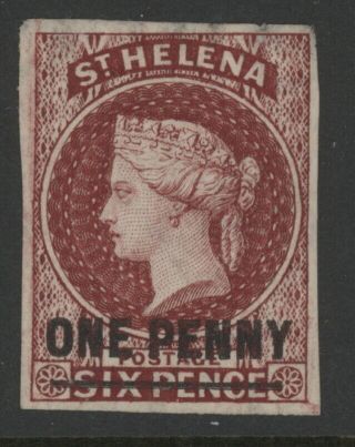 St.  Helena 8,  Long Bar 16 Mm Or Mng W/value Overprint - 1 Penny Victoria