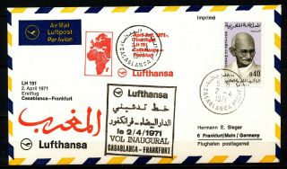 Vol.  Inaugural Casablanca - Frankfurt 2 - 4 - 1971 Lufthansa (gandhi) Tr153