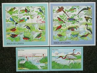 Ghana 1994 Birds Set & Mini Sheets.  Mnh.