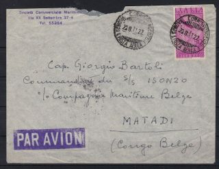 Italy 1947 Cover St.  Air Mail From Genova To Belgian Congo
