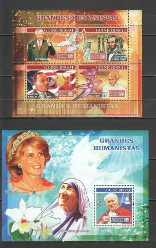 F453 2007 Guinea - Bissau Famous People Great Humanists Bl,  Kb Mnh