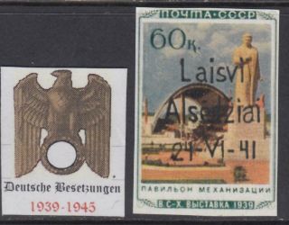 Germany - Reich 1941 - 45 Occup.  (dt Bes) Lithuania Lietuva Alsedziai Essay?