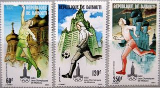 Djibouti Dschibuti 1980 273 - 5 Block 18 - 20 A C129 - 31 Olympics Moscow Basketball